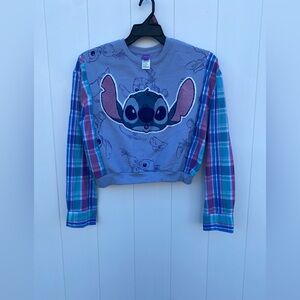 Stitch Kids Plaid Sleeve Shirt - Gray and Blue